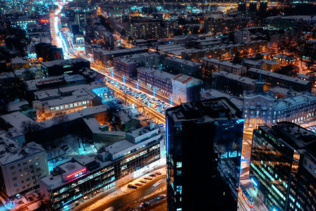 An illustrative photo of the city of Tallinn at night.