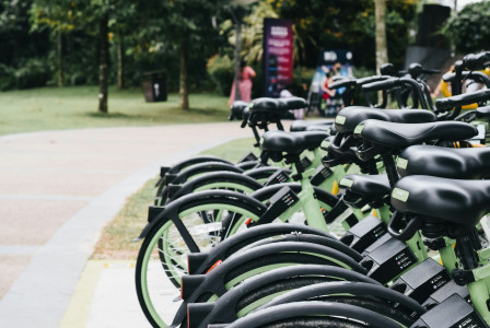 Photo by Unsplash An illustrative photo of a row of green bikes parked next to each other.