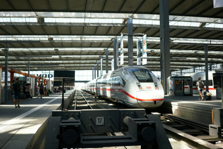 An illustrative photo of a train on a train station.