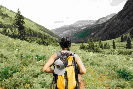 Image by Unsplash An illustrative photo of a person carrying yellow and black backpack walking in the mountains.