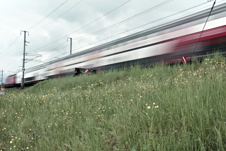 An illustrative photo of a train on the railway tracks.