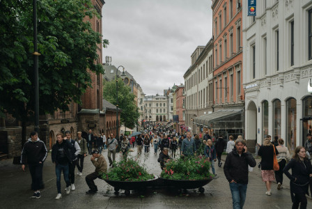 An illustrative photo of a crowd of people walking down a street.