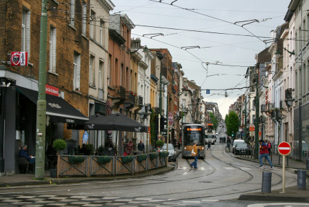 An illustrative photo of a tram on a street.