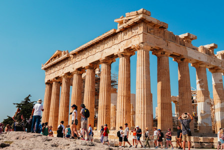An illustrative photo of a group of people walking.