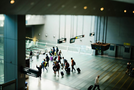People walking in the airport building