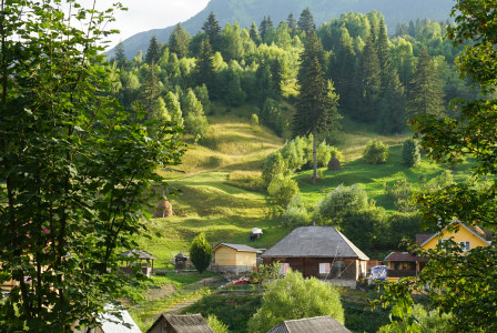 Village in sunset, Transylvania