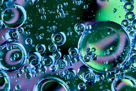 Floating iridescent bubbles