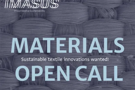 Graphic announcing an open call for sustainable textile materials.