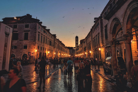 Tourists in the old town city centre 