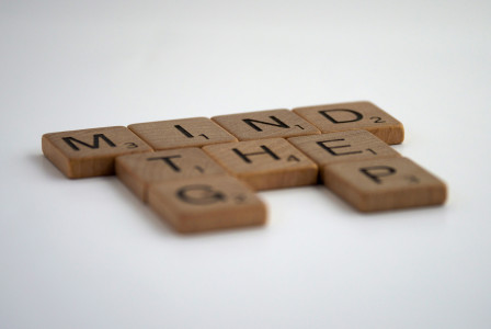 Colour photograph of brown wooden blocks spelling “Mind the G_P”, placed on a white surface. Photograph by Brett Jordan on unsplash.org
