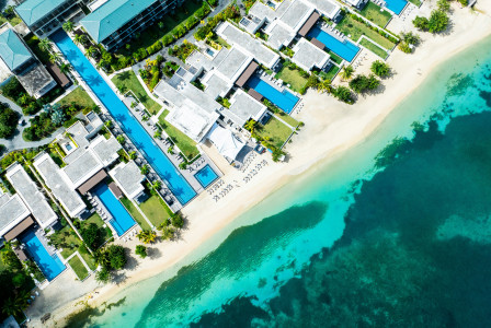 Aerial view of a beach resort