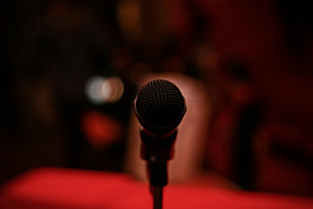 Selective focus of black microphone.
