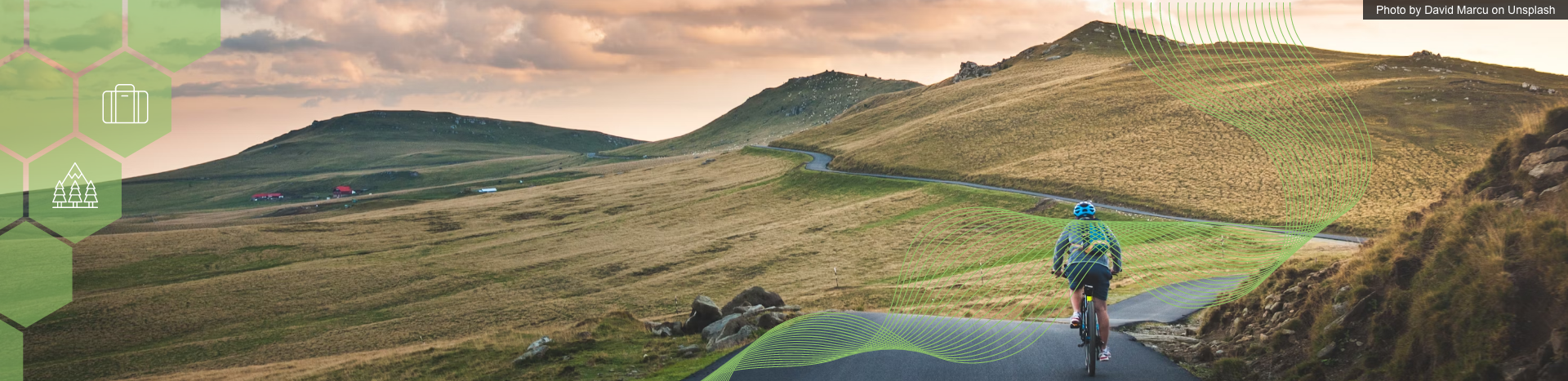 Cyclist on mountain trail