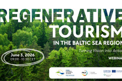 Regenerative tourism webinar invitation with green forest
