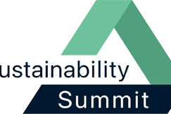 Logo of the Sustainability Summit event featuring a green geometric symbol and dark blue “Sustainability Summit” text on a light background.