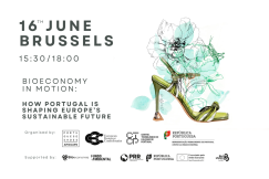 Event poster for a Brussels conference on 16 June about Portugal’s role in Europe’s sustainable bioeconomy.