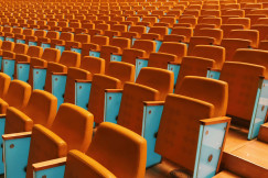 Orange stadium seats.