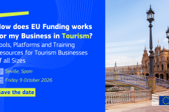 How does EU Funding work for my Business in Tourism? Event visual for promotion.