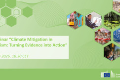Illustrative image of the webinar Climate Mitigation in Tourism: Turning Evidence into Action