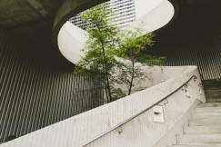 The picture shows a contemporary building that reflects sustainable construction and architectural innovation.