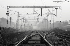The image presents a section of railway infrastructure, representing the critical transport assets that require adaptation to increasing extreme heat and climate related risks across Europe.