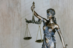 The photo shows Lady Justice.