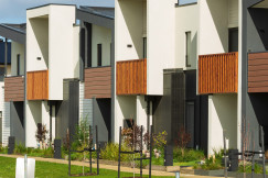 The picture describes a modern residential housing development.