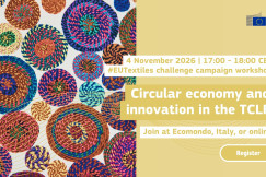 Promotional poster for the second challenge campaign of the EU Textiles Ecosystem Platform. 