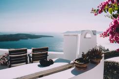An illustrative photo of a view on the sea with islands from the balcony 