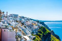 An illustrative photo of Santorini Fira Greek island panoramic near sea