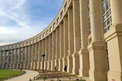 An illustrative photo of a large building with columns in France