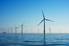 An illustrative photo of white electric windmills