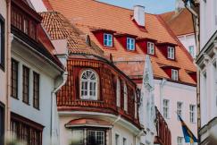An illustrative photo of a street with traditional architecture in Estonia