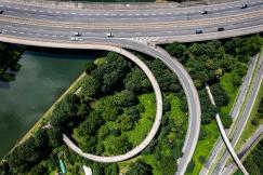 An illustrative photo of a highway intersection in a city