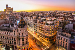 An illustrative photo of a view of Madrid during sunset