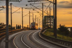 An illustrative photo of a tram during sunset