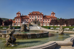 An illustrative photo of a fountain in the park in Prague