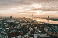 An illustrative photo of Riga, Latvia under cloudy sky