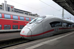 An illustrative photo of a train on a train station during daytime