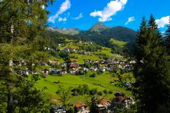 An illustrative photo of houses in green mountain.