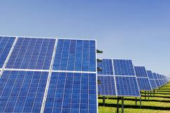 An illustrative photo of blue solar power plant
