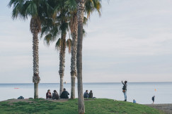 An illustrative photo of people sitting on green grass field.