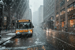An illustrative photo of a yellow and black bus.
