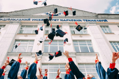 An illustrative photo of a group of fresh graduates students.