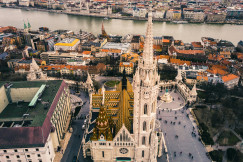 An illustrative photo of a view of a city near a river