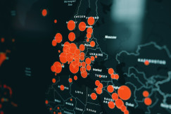 An illustrative photo of red marks on a map of Europe