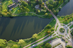 An illustrative photo of roads near a river