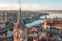 An illustrative photo of a city near a floating river