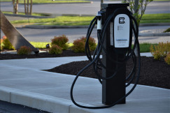 An illustrative photo of an electric vehicle charging station.