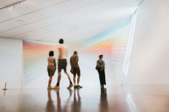 An illustrative photo of people standing in a modern museum.